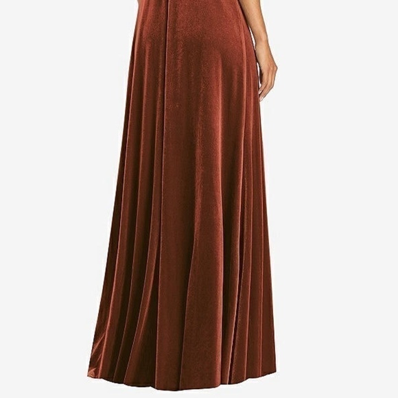 NWT Lovely Harper Velvet Halter Maxi Dress with Front Slit Auburn Moon Size 12 - Picture 12 of 13